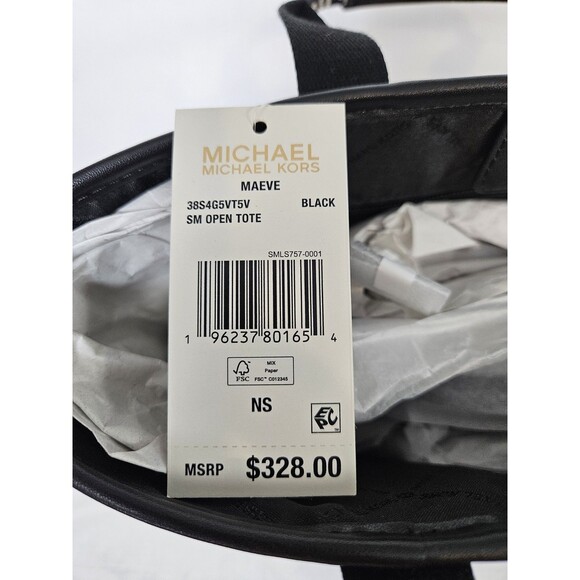 Nwt Michael Kors Crossbody Black pebbled leather Sm. Open Tote Snap Closure - Picture 2 of 13